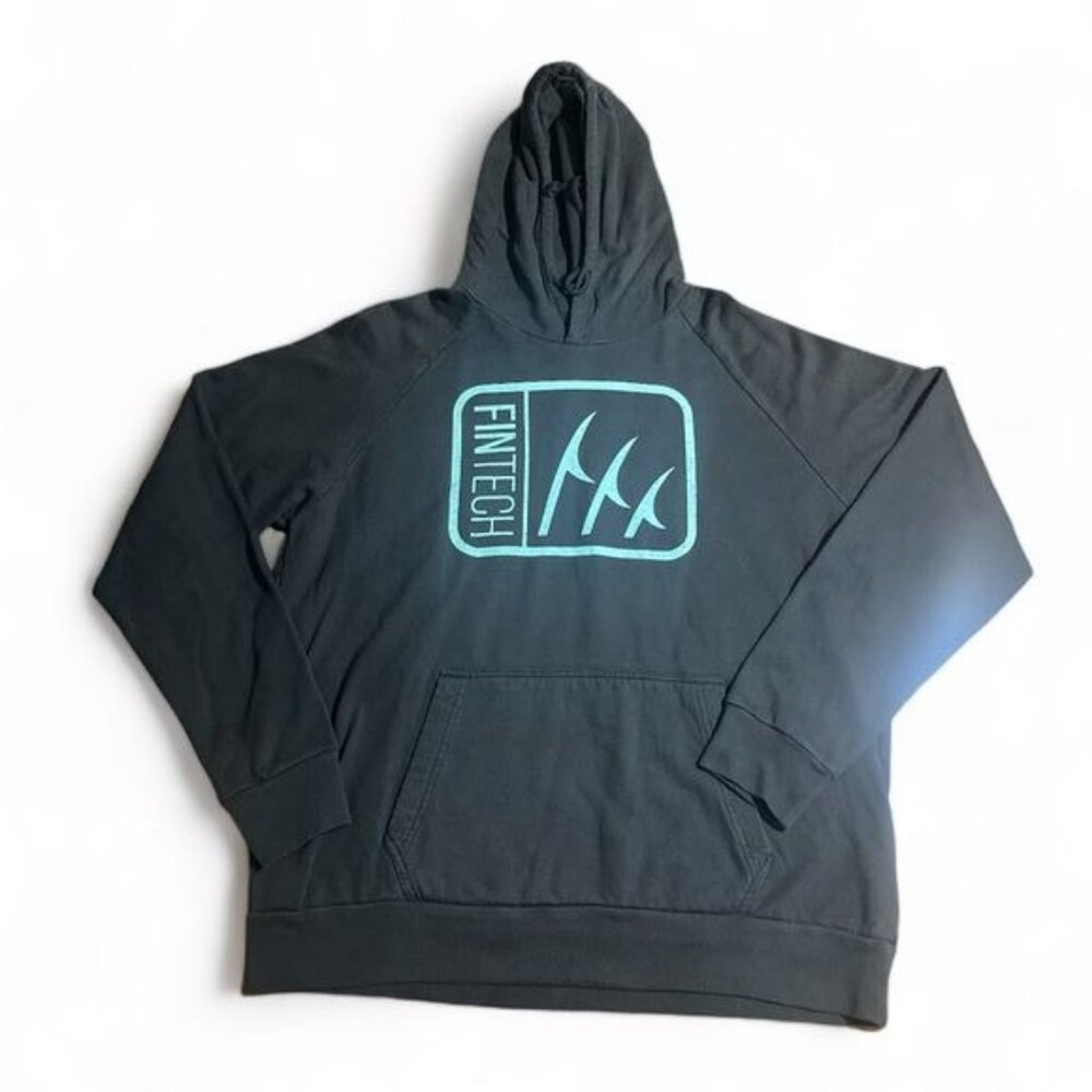 Fintech Box Logo Point Breeze Fleece Pullover Hoodie - Medium - Anthracite, NWT - Picture 3 of 9